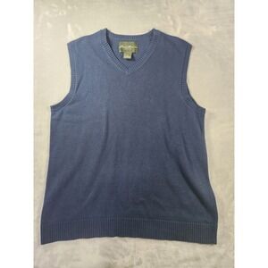 Eddie Bauer Sweater Vest Mens Adult Extra Large‎ L Navy Blue 100% Pima Cotton